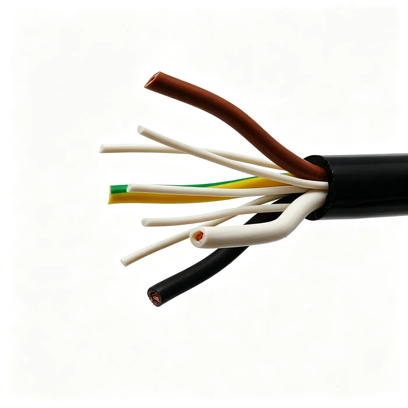 Spring Coiled Cable 4×2.5 mm², TPU Sheath 2 mm, OD 13 mm