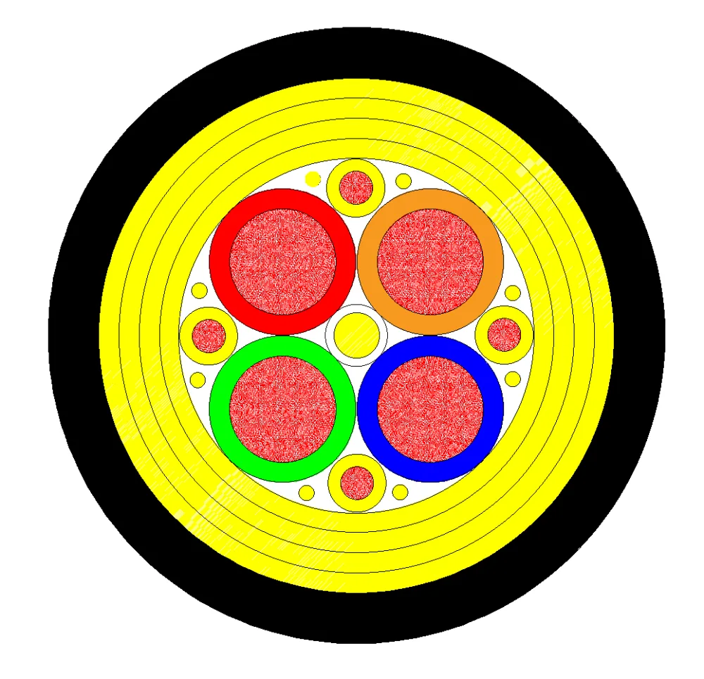 4×10 mm² + 4×1.0 mm² Tethered Balloon Cable, 10000 kg Breaking Load, 25 mm